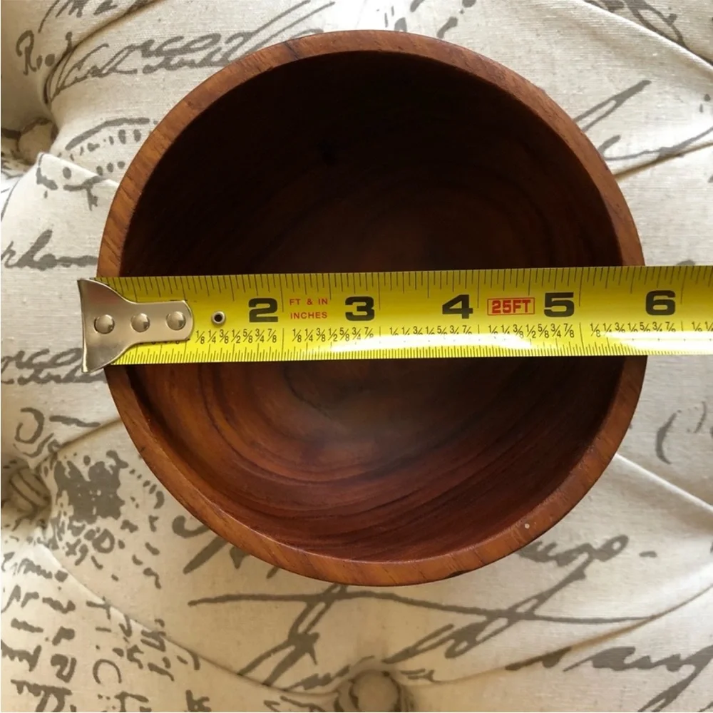 set of vintage handmade teak wood 8 salad bowls